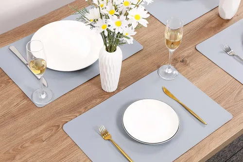 Miniatura 3 de Manteles individuales lavables de cuero para mesa, impermeables, resistentes al calor, fáciles de limpiar para mesa de comedor, cocina