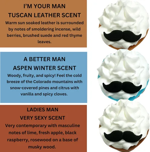 Miniatura 3 de Mr. Bomb Bigote Dude - Bombas de baño para hombres para la relajación de los hombres, regalo para él, baño varonil, aromas masculinos para hombres