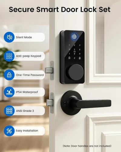 Miniatura 7 de Cerradura de cerrojo inteligente, control de aplicación de bloqueo de puerta de entrada sin llave de huellas dactilares, teclado electrónico
