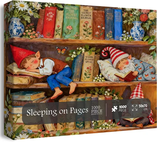 Miniatura 10 de PICKFORU Rompecabezas de 1000 piezas de gnomos de festival para adultos, lindos rompecabezas de enanos de diamantes, rompecabezas de colección