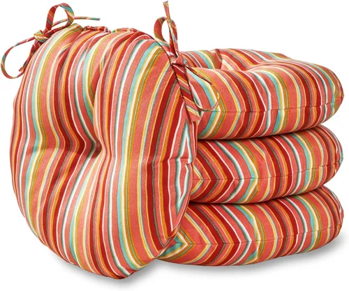 Miniatura 7 de Greendale Home Fashions Cojín redondo para asiento bistro de 15 pulgadas, 2 unidades (paquete de 1), Adobe Stripe