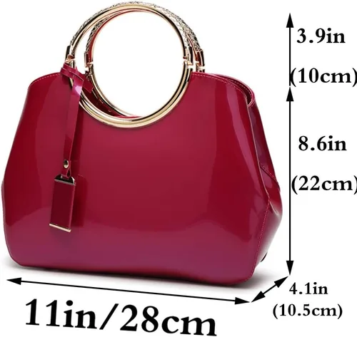 Miniatura 2 de Rullar Bolso elegante de las mujeres y bolso de la manija superior del bolso de la manija de la bolsa de cuero de patente de la totalizador