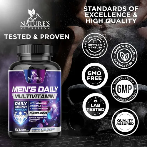 Miniatura 4 de Multivitamínico para hombres, suplemento avanzado con fórmula de espectro completo, vitaminas esenciales A, C, D, E y zinc, vitaminas B de alta