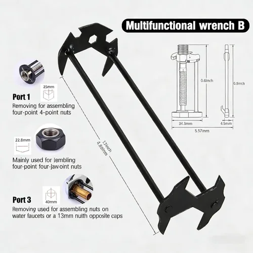 Miniatura 3 de Llave de fregadero multifuncional, llave de fregadero mejorada 2026, herramienta de fontanería, llave de grifo para fregadero debajo del lavabo