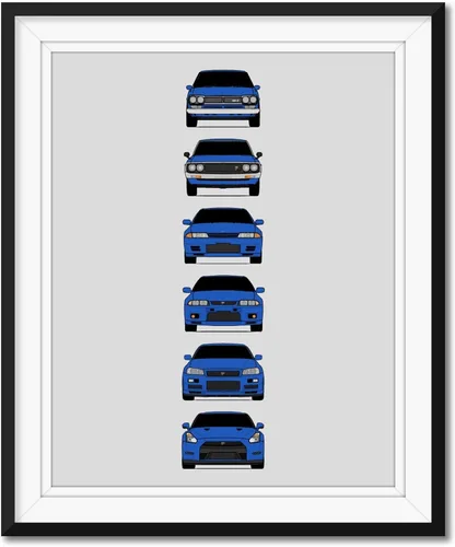 Custom Car Posters Póster hecho a mano compatible con Nissan Skyline GT-R e impresión de Nissan Skyline GTR (KPGC10, KPGC110, R32, R33, R34, R35),