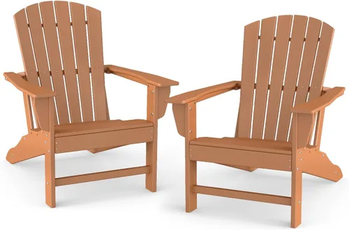 Miniatura 28 de BRIOPAWS - Juego de 2 sillas Adirondack Tamaño grande Silla para hoguera Plástico HDPE Para todo tipo de clima para terraza, al aire gris