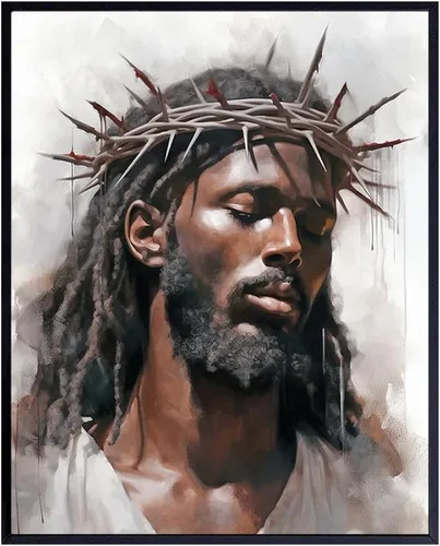 Arte de pared de Jesús negro y decoración - Arte de pared para afroamericanos - Hombre negro - Decoración de pared cristiana - Imagen de Jesucristo