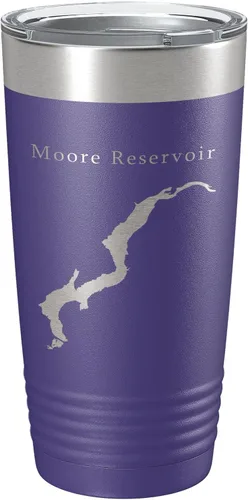 Miniatura 15 de Moore Reservoir Tumbler Lake Map Travel Mug Insulated Laser Engraved Coffee Cup New Hampshire Vermont 20 oz Black
