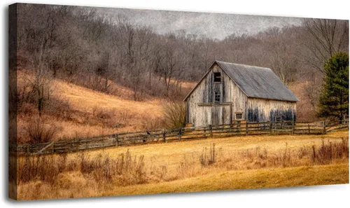Miniatura 8 de 30"x 60" Canvas Wall Art Rustic Farmhouse Vintage Barn Country Field Landscape Rolling Hills Framed Pictures Painting Print Large Wall Art for