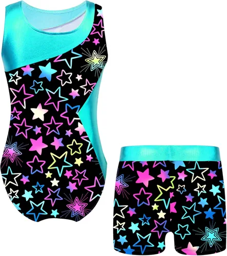 Miniatura 2 de Choomomo Conjunto de leotardo de ballet de malla con pantalones cortos para niñas y niñas