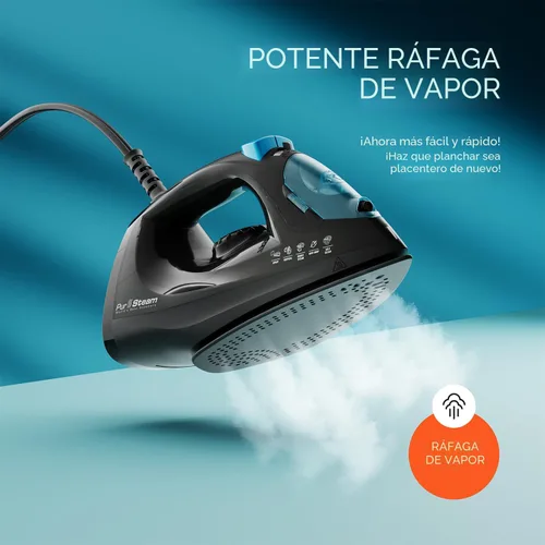 Miniatura 5 de PurSteam - Plancha de vapor profesional de 1250 W, potente vaporizador con ráfaga de vapor y pulverización, suela antiadherente, fácil control