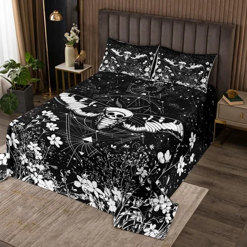 Miniatura 24 de Erosebridal Juego de colcha de teñido anudado arcoíris, juego de ropa de cama bohemio de calavera de la muerte, juego de ropa de cama tamaño King