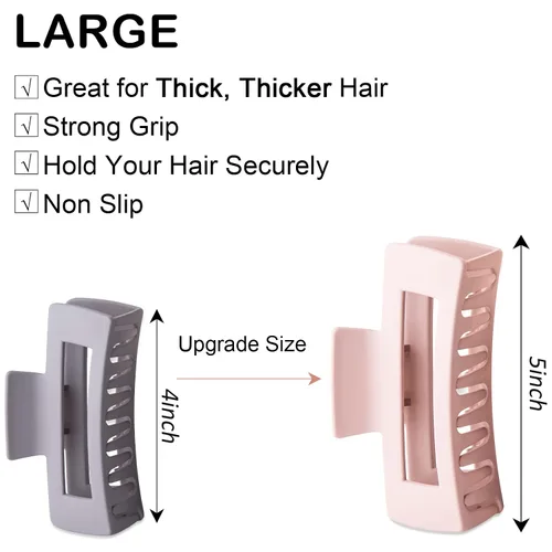 Miniatura 6 de Pinzas de garra extra grandes de 5 pulgadas para una sujeción fuerte, pinzas para el cabello mate XL, 4 clips gigantes de gran tamaño para cabello