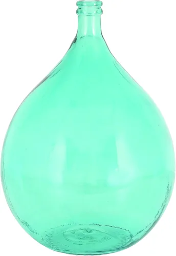 Miniatura 12 de Deco 79 Jarrón decorativo de vidrio reciclado hecho a mano, cuello de botella español, jarrón de centro de mesa acanalado, florero para decoración