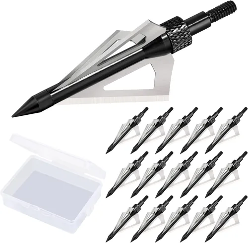 Miniatura 10 de Hunting Broadheads with 3 Fixed Blade 100 Grain Screw-in Archery Broadheads Compatible with Crossbows,Recurve and Compound Bows plateado