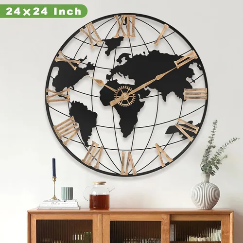 Miniatura 3 de Pytha Sight - Reloj de pared grande de 24 pulgadas, decorativo y moderno, para decoración de sala de estar, gran reloj de pared decorativo y Oro