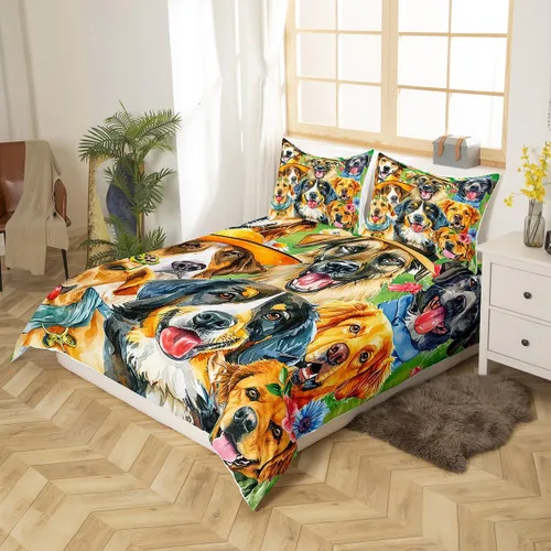 Miniatura 2 de Erosebridal Juego de ropa de cama con diseño de caricaturas para cachorros, funda de edredón para perros y madres, regalos para mujeres, linda funda