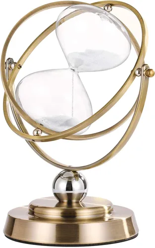 Miniatura 10 de SuLiao Reloj de arena de reloj de arena de 30 minutos: reloj de arena negra de latón antiguo, reloj de arena grande giratorio de 30 minutos, reloj