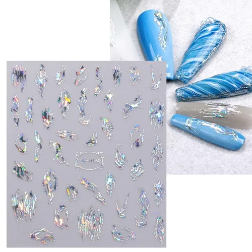 Miniatura 4 de jmeowio 8 hojas de calcomanías de arte de uñas con punta francesa de mármol, calcomanías autoadhesivas para uñas, suministros de uñas, accesorios