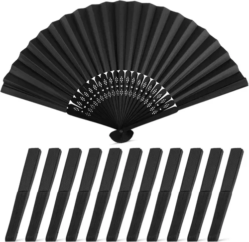 Miniatura 16 de JOHOUSE 12 abanicos de papel blanco de mano – Ventilador de mano plegable de 8.3 pulgadas, ventiladores plegables de mano para mujeres, ventilador