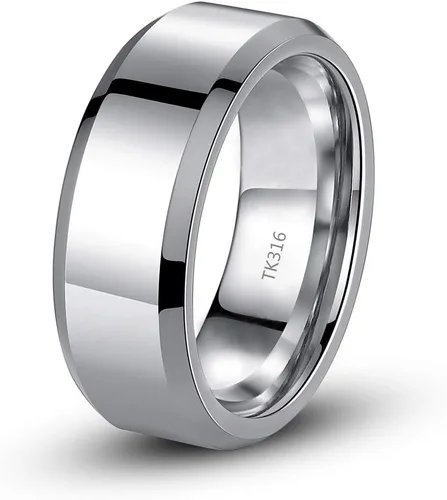 Miniatura 5 de MABELLA His Hers - Anillo de compromiso de acero inoxidable con circonita cúbica para mujer