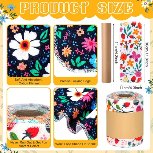 Miniatura 3 de FuWeave Paquete de 30 toallas de bidé reutilizables, lavables, suaves, para regalo, rollos sin papel, franela de algodón de 12 x 4.3 pulgadas, Floral