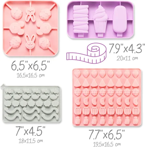 Miniatura 2 de GET FRESH Juego de herramientas para hacer helados y dulces para niños, 8 moldes de silicona para hacer helados de gelatina para niños, moldes