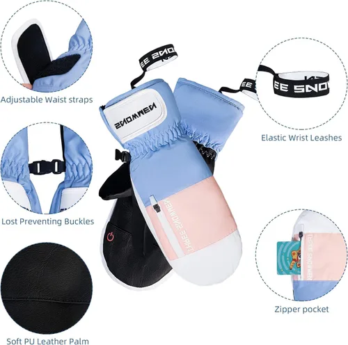 Miniatura 2 de Zando Guantes de esquí para hombres y mujeres, guantes de esquí para clima frío, guantes de nieve impermeables, guantes de snowboard para pantalla