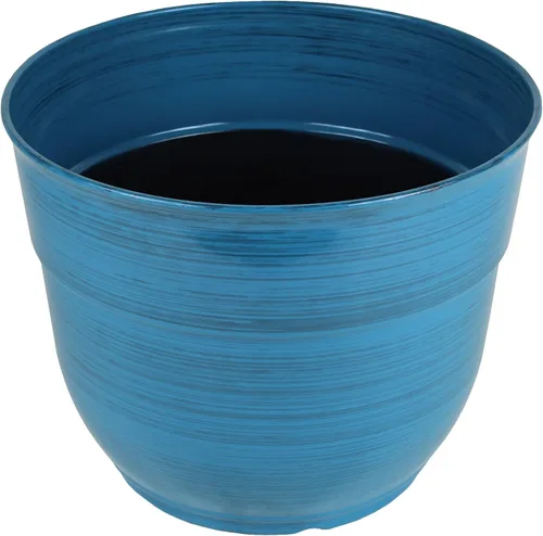 Miniatura 2 de Garden Elements Maceta de plástico cepillada y brillante para interior y exterior, grande, azul oscuro, 15 pulgadas