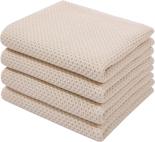 Miniatura 41 de Homaxy Paños de cocina de 100% algodón con tejido de gofre, ultra suaves, absorbentes, de secado rápido, 12 x 12 pulgadas, paquete de 6, amarillo
