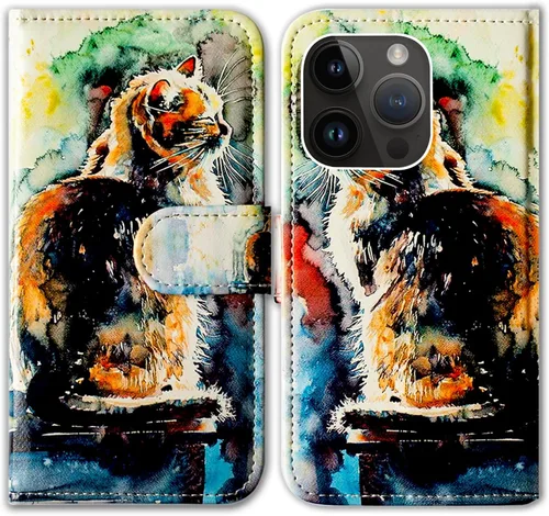 Miniatura 31 de Bcov Funda para iPhone 15 Pro Max, funda de piel con tapa y soporte para tarjeta y soporte para iPhone 15 Pro Max
