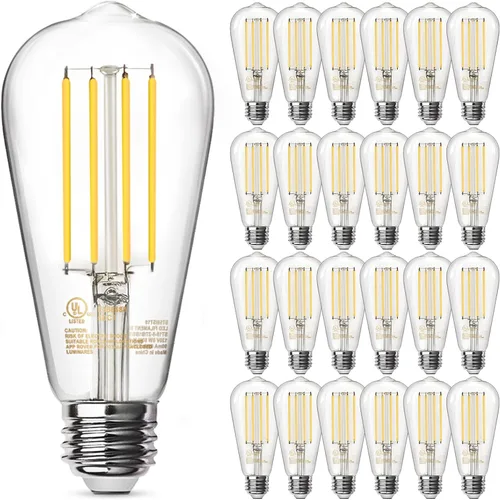 Miniatura 9 de TJOY Paquete de 4 bombillas LED Edison ámbar vintage, equivalente a 60 W, regulables, 8 W, 800 lúmenes, blanco suave de 2200 K, ST58, bombillas