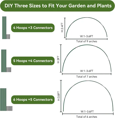 Miniatura 7 de Kit de red de jardín para camas elevadas, red de malla ultra fina de 10 x 30 pies y 6 juegos de aros de jardín de fibra de vidrio, red de insectos