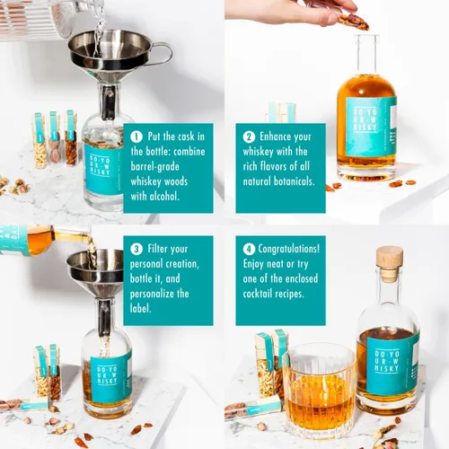 Miniatura 4 de DO Your Whisky Juego de infusión de whisky DIY Kit para hacer whisky 12 astillas de madera y botánicos 6 piedras de whisky y guía de recetas