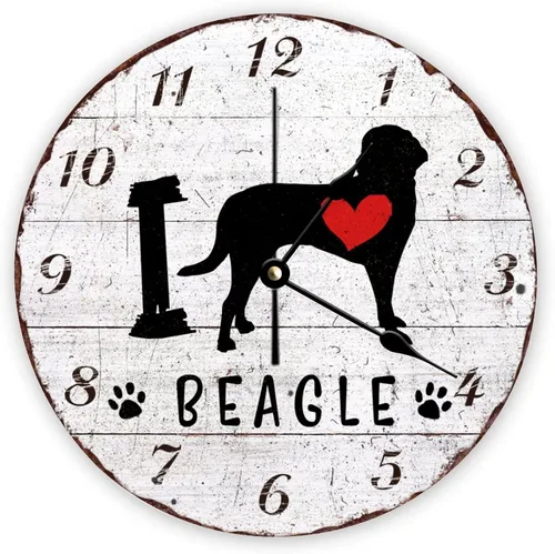Miniatura 6 de Bull Terrier - Reloj de pared de cuarzo de calidad con diseño de corazón rojo que no deja tictac para dormitorio, sala de estar, oficina, cocina, 10