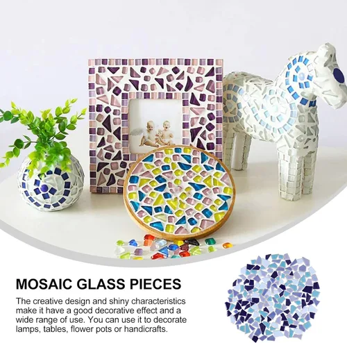 Miniatura 7 de EXCEART Azulejos de mosaico de cerámica rotos de 7.05 oz, piezas de mosaico de cerámica, piezas de azulejos de cerámica, azulejos esmaltados