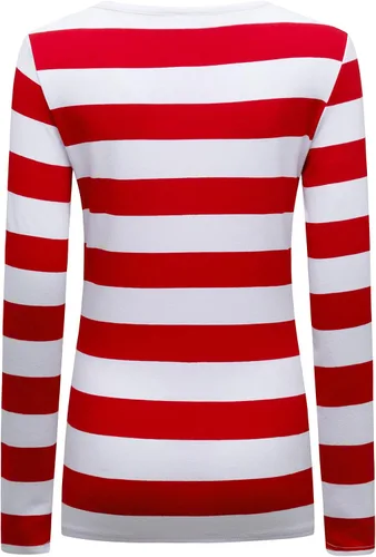 Miniatura 4 de Formeet17 Camiseta de manga larga a rayas para mujer, elástica, cómoda, cuello redondo