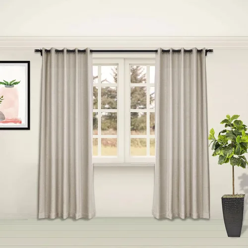 Miniatura 11 de Frelement Cortinas opacas de lino natural, paneles de cortinas con ojales para sala de estar, cortinas con aislamiento térmico, 52 pulgadas de ancho