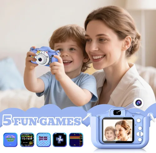 Miniatura 6 de Cámara selfie mejorada para niños, niñas, regalo de festival de cumpleaños de Navidad para niños, cámara digital para niños pequeños, juguetes