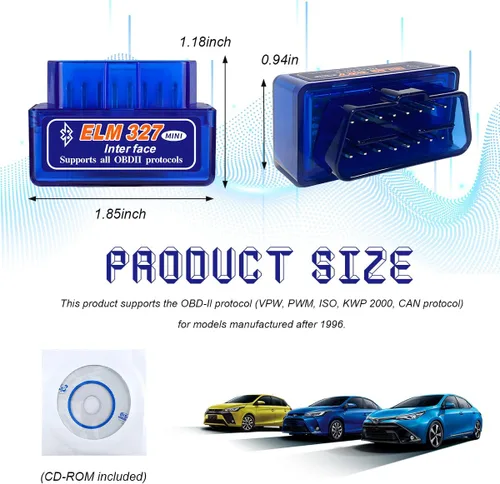 Miniatura 2 de ELM327 OBDⅡ Escáner de diagnóstico automático del coche, mini OBDII herramienta de escaneo Bluetooth profesional y lector de código, herramienta