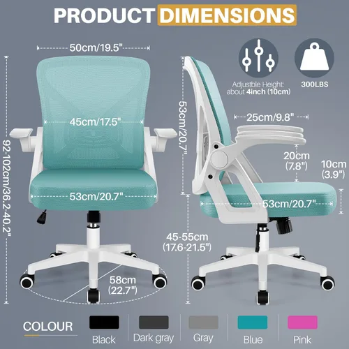 Miniatura 3 de FelixKing Silla de Oficina - Silla de Escritorio Ergonómica de Malla Transpirable para Tareas con Ruedas y Soporte Lumbar, Sillas de Oficina