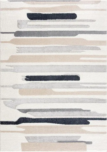 Miniatura 3 de Abani Rugs - Alfombra de área de línea de pintura neutra contemporánea, de 6 x 9 pies, color crema y gris, alfombra superior resistente a las manchas