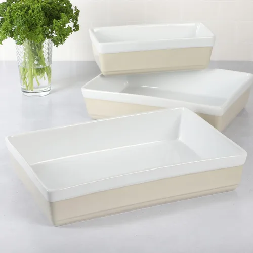 Miniatura 2 de Martha Stewart Juego de 3 piezas de cerámica para horno y mesa – Juego de cacerola y fuente para hornear – Gris – Cerámica resistente apta