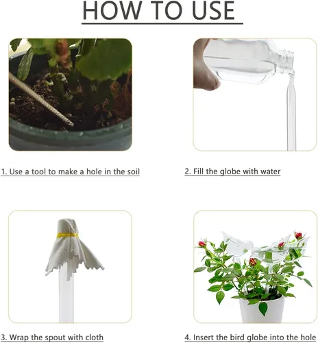 Miniatura 9 de Globos de riego de plantas de vidrio, globos de riego automático en forma de pájaro, inserto de maceta de riego automático, dispositivos de riego