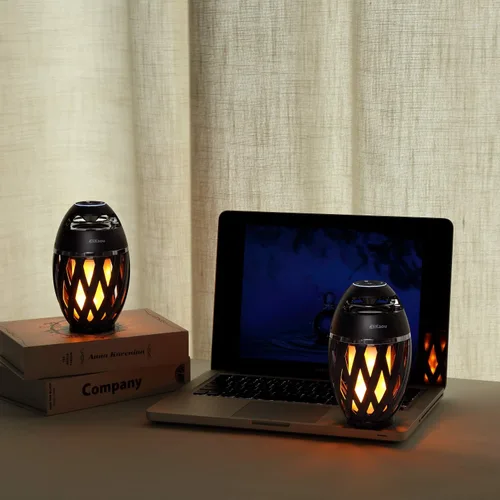 DiKaou Altavoz LED de llama, altavoces Bluetooth de atmósfera de antorcha y altavoz estéreo portátil para exteriores con audio HD y graves BLACK-2PCS