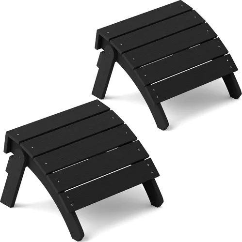 Miniatura 23 de YEFU Adirondack - Juego de 2 otomanas Adirondack, reposapiés de patio, reposapiés Adirondack plegable, resistente a la intemperie para silla Gris