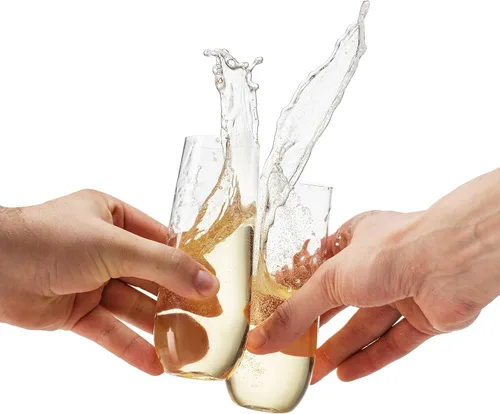 Miniatura 3 de Munfix Paquete de 48 copas de champán de plástico sin pie desechables de 9 onzas, vasos de champán transparentes, irrompibles, reciclables y sin BPA