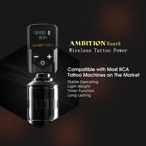 Miniatura 6 de Ambition Kuark - Fuente de alimentación para tatuajes Ambition Kuark Mini Wireless Portable RCA Tattoo 2400mAh batería de litio con pantalla digital