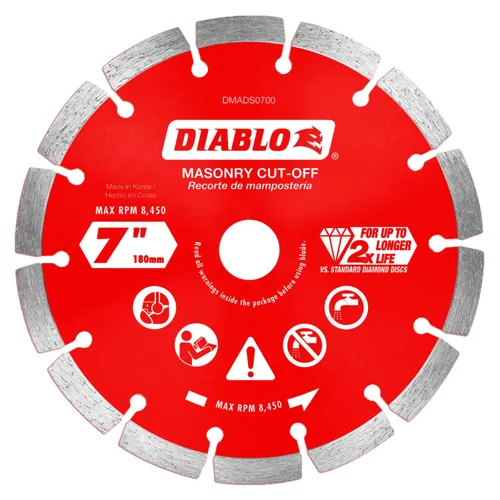 Miniatura 2 de Disco de corte segmentado de diamante Diablo para mampostería, hormigón, ladrillo y bloque - Diámetro de 4", Kerf de 2.2mm, 15250 RPM máx.