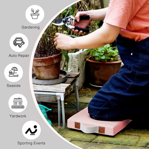Miniatura 8 de HappyPicnic Almohadilla de rodillas impermeable para jardín o baño, alfombrilla de espuma suave de 2 pulgadas de grosor para jardineros, soporte